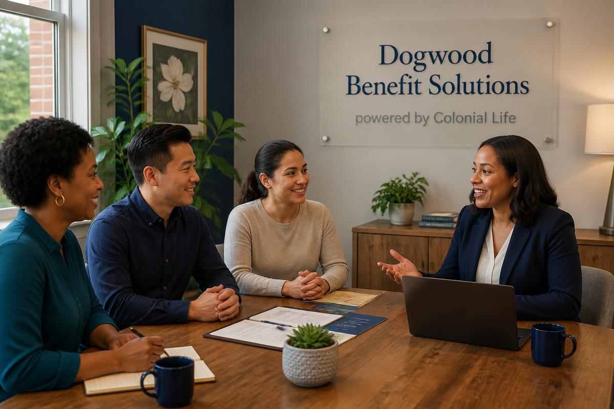Local insurance advisor meeting with a small business owner and team
